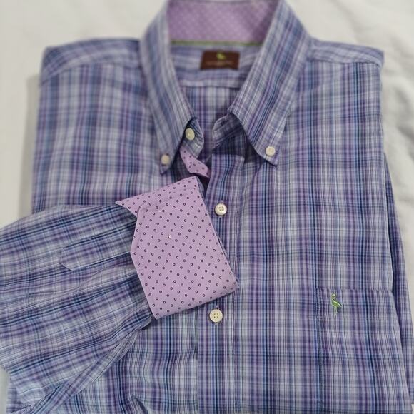TailorByrd Men's 3XLT Contrast Flipped Cuff Long-Sleeved Button-Up Lavender/Blue - Picture 10 of 14
